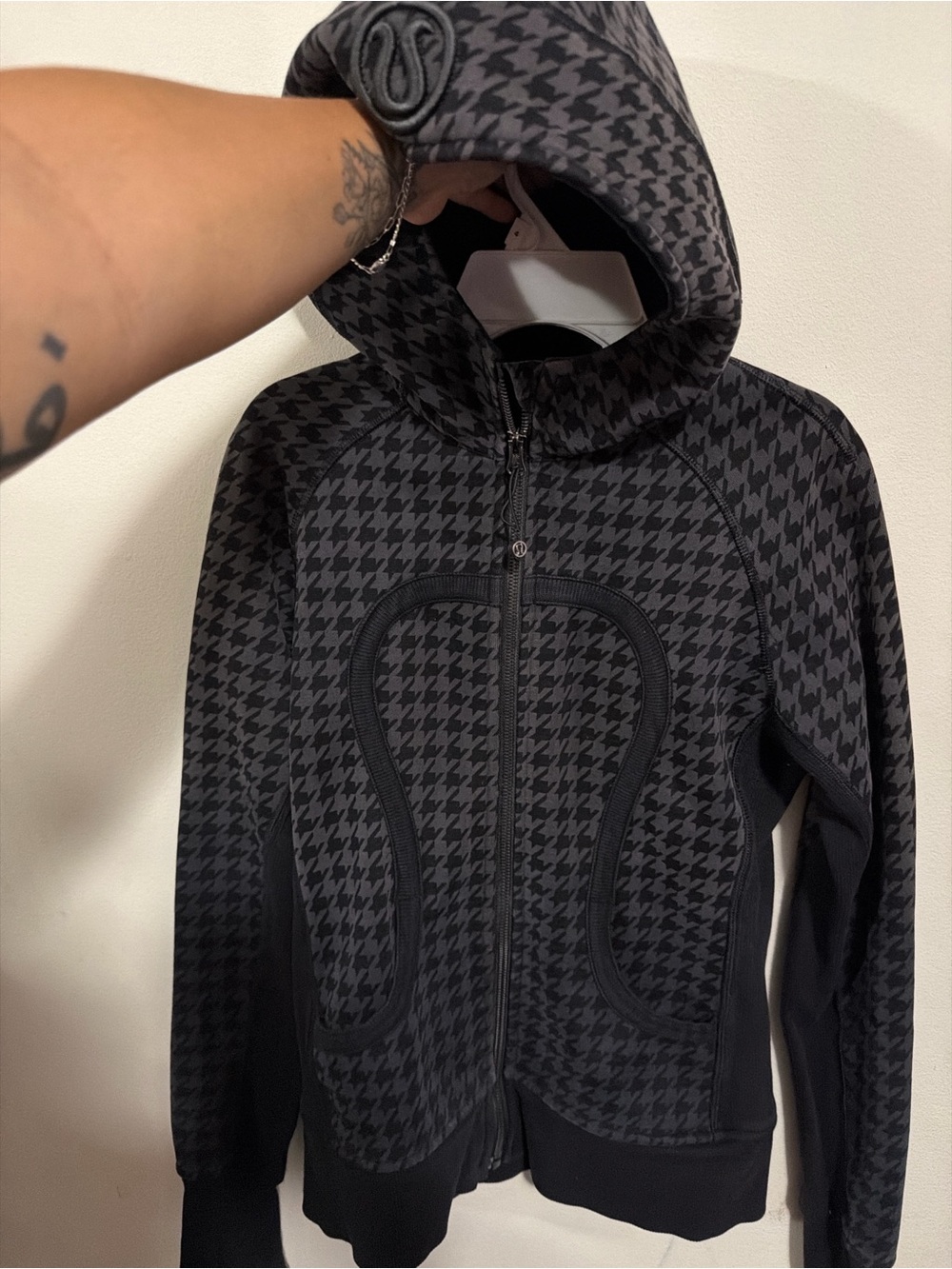 lululemon athletica Black Houndstooth Zip Hoodie